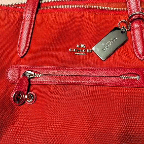 Coach red zip nylon tote - Picture 3 of 11
